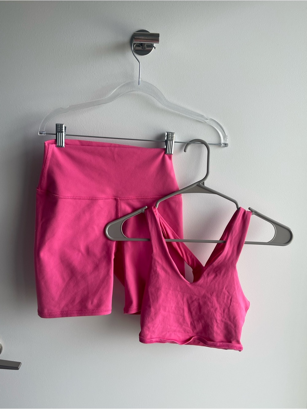 ALO Pink Crop Tank and High-Waist Short Set